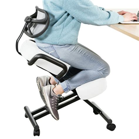 DRAGONN (By VIVO) Ergonomic Kneeling Chair with Back Support for Home & Office, Angled Posture ...