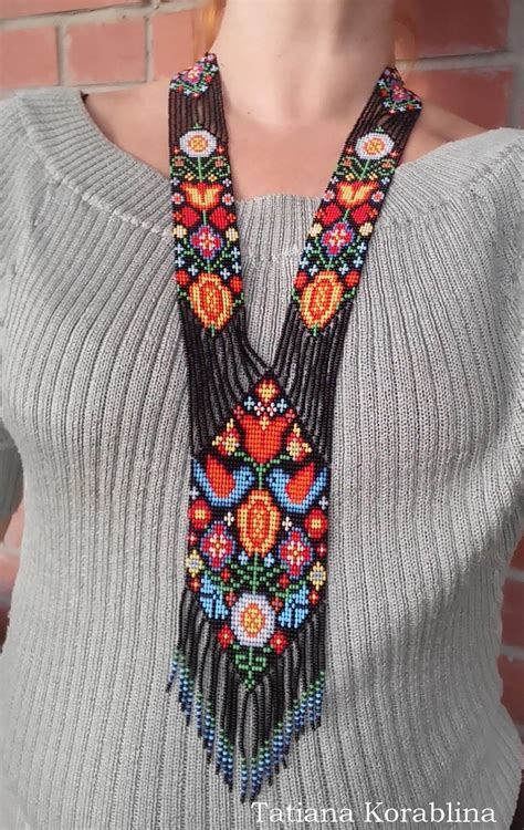 Necklace Beaded Colorful Necklace Long Necklace Multicolor - Etsy