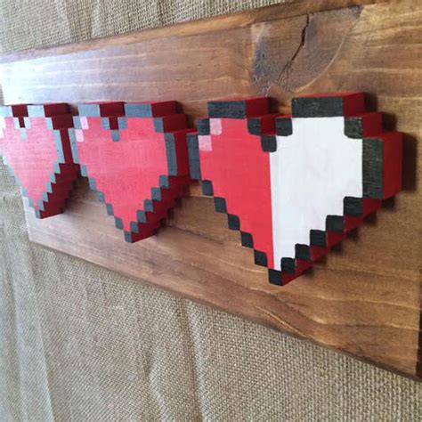 8 Bit wooden Zelda pixel heart container by NerdWoodDesigns