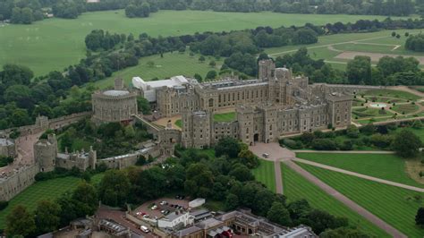 6K stock footage aerial video flyby Windsor Castle, England Aerial ...