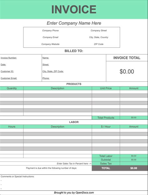 Invoice Templates Google Sheets