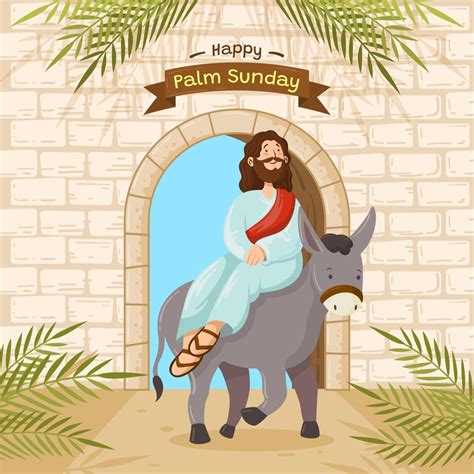 Jesus Christ Ride Donkey at the Gate of Jerusalem 2072449 Vector Art at ...