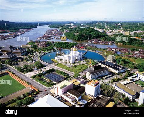 Aerial view of Bandar Seri Begawan, the capital of Brunei; Bandar Seri Begawan, Brunei Stock ...