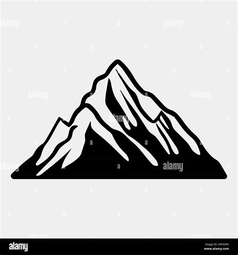 Mountain silhouette - vector icon. Rocky peaks. Mountains ranges. Black and white mountain icon ...