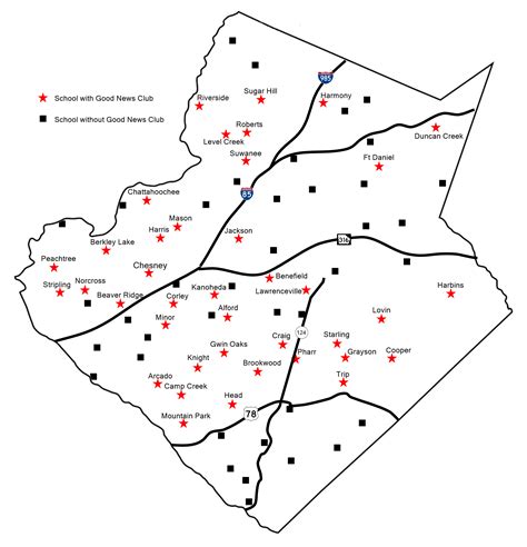 Gwinnett County GNC Map 2018-06 with interstates - Child Evangelism ...