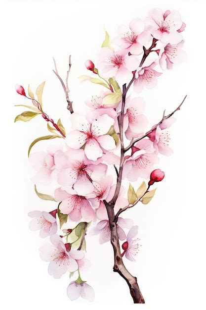 Premium AI Image | a watercolor painting of a cherry tree.