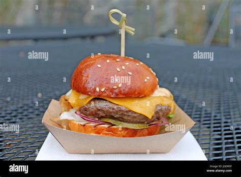 Burger. Street food festival. Fastfood Stock Photo - Alamy