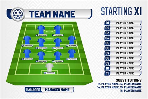 Football graphic for soccer starting lineup squad, Football starting XI ...