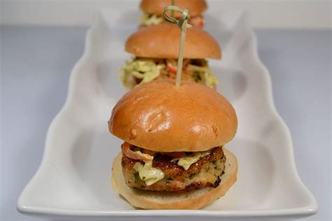 Shrimp Burger Sliders with Curry Aioli and Slaw | Jan D'Atri