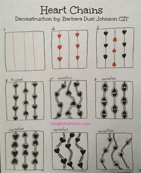 How to draw HEART CHAINS « TanglePatterns.com