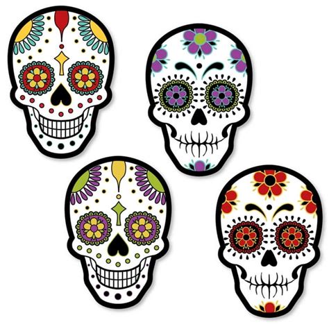 Day Of The Dead - Shaped Halloween Sugar Skull Party Cut-Outs - 24 ...