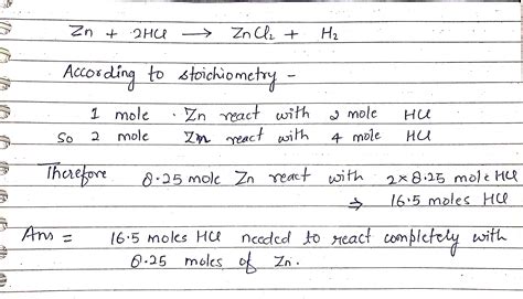 [Solved] Consider the reaction of zinc metal with hydrochloric acid: Zn ...