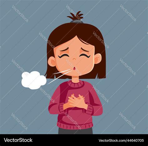 Little girl having dificulties breathing from Vector Image