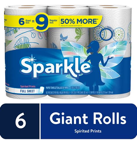 Sparkle Paper Towels, 6 Giant Rolls, Full Sheet, Prints – BrickSeek