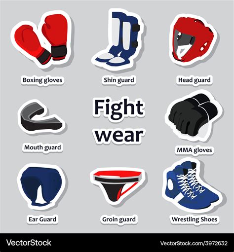 Set of sport equipment for martial arts Royalty Free Vector