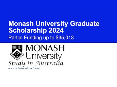 Monash University Graduate Scholarship 2024 of $35,013 Available in Australia