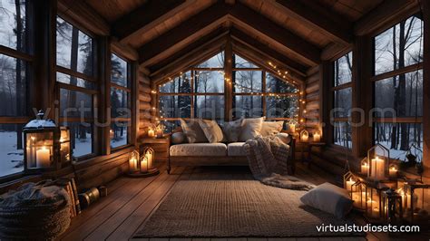 Christmas Cabin Virtual Set Background | Virtual Studio Sets