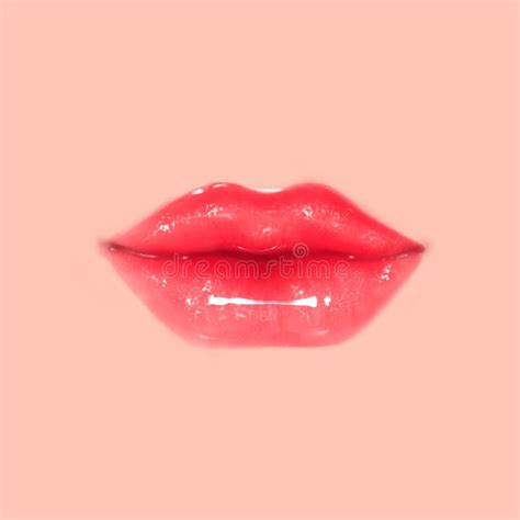 Red glossy lips stock illustration. Illustration of smile - 145656819