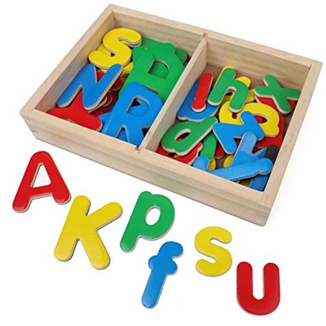 Buy IQ Toys Alphabet Wooden Magnet Letters, 52 Magnetic Uppercase and Lowercase Letters with ...