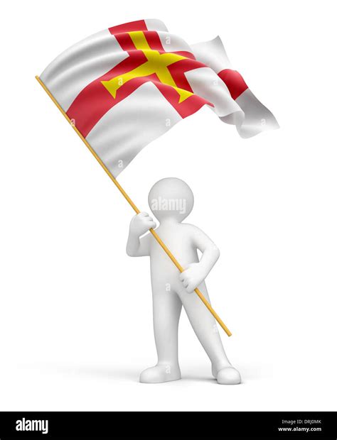 Man and Guernsey flag (clipping path included Stock Photo - Alamy