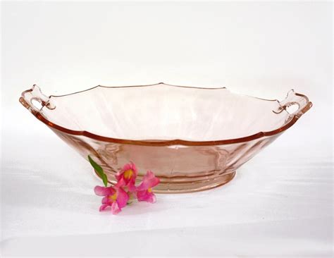 Vintage Pink Depression Glass Bowl Handles, Octagonal Shape, Vintage ...