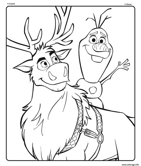 Coloriage Olaf Et Sven De Disney La Reine Des Neiges 2 Dessin La Reine ...