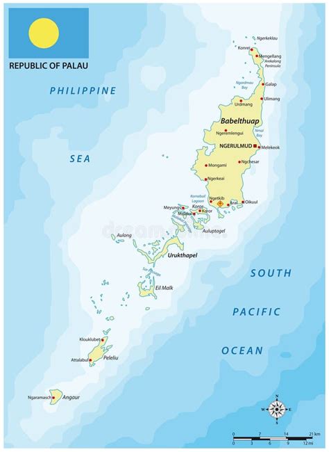 Vector Map of the Pacific Island Nation of Palau Stock Vector - Illustration of contour ...