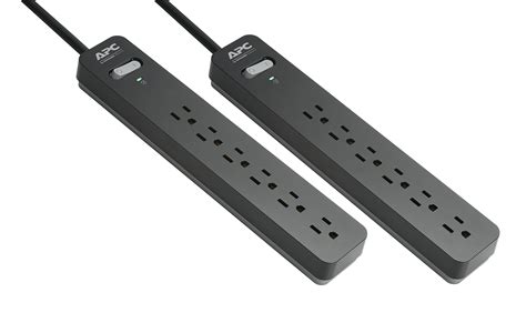 APC 6-Outlet Surge Protector Power Strip 2-Pack, 1080 Joules ...