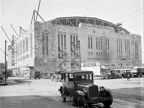 Construction on the Chicago Stadium. Officially Opened on March 28, 1929 at a cost of $7 million ...