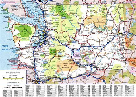 Large Roads And Highways Map Of Washington State With National Parks ...