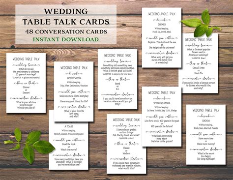 Wedding Table Talk cards. Reception dinner conversation | Etsy