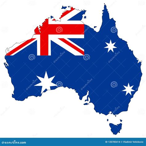 Australia Map and Flag - Country of the Australian Continent Stock Vector - Illustration of flag ...