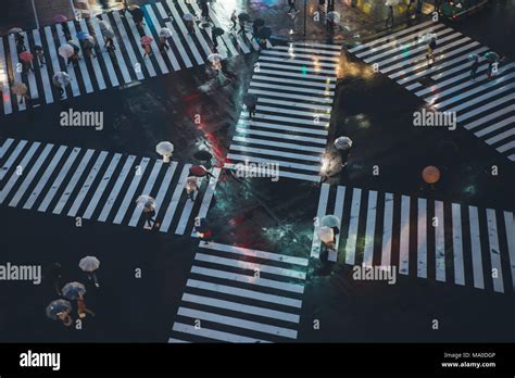 Crossing in Tokyo. Aerial view of people crossing the street Stock Photo - Alamy