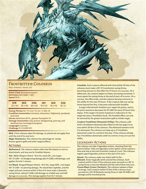 DnD 5e Homebrew — Frostbitten Monsters by Jonoman3000