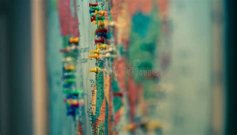 Selective Focus of Colorful Pins on a Map Symbolizing Targets and Plans Stock Image - Image of ...