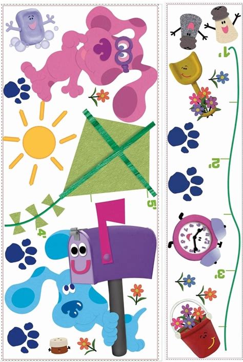 New BLUE'S CLUES GROWTH CHART DECALS Blues Clues Wall Stickers Kids ...