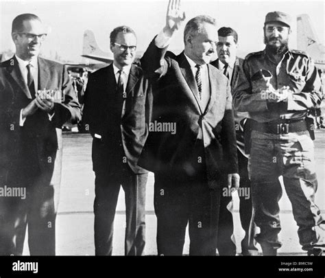 Prime Minister Alexei Kosygin center during his visit to Cuba Stock ...