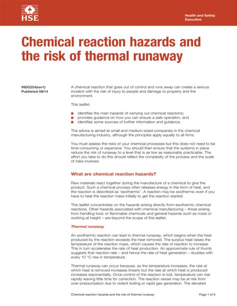 Chemical reaction hazards and the risk of thermal runaway