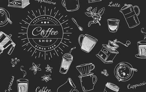 Black and white coffee shop background.eps 4684788 Vector Art at Vecteezy