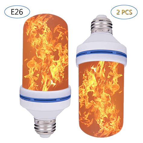 LELINTA LED Flicker Flame Effect Bulb - 2 Pack Fire Light with Upside Down E26 Base Atmosphere ...