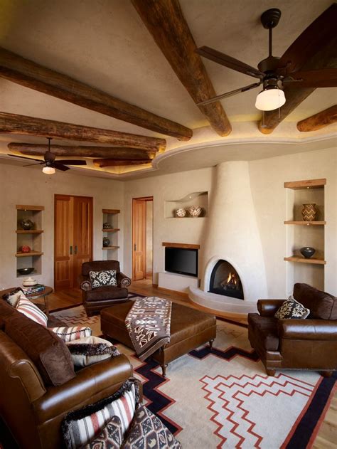 Image result for adobe style fireplace | Southwestern living room, Southwestern home decor ...