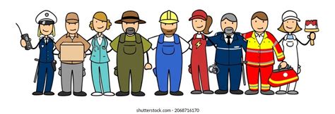 People Many Different Professions Career Training Stock Illustration ...