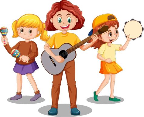 Kids music band cartoon character 14291529 Vector Art at Vecteezy