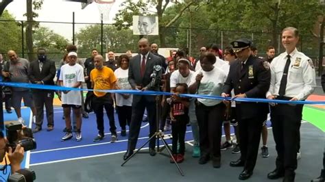 Queens basketball court renovations unveiled in honor of 14-year-old Aamir Griffin - ABC7 New York