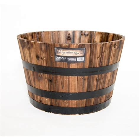 Real Wood 26 in. Dia Cedar Half Whiskey Barrel Planter-G3056 - The Home Depot