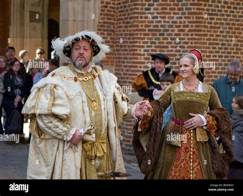 The Tudors. Actors play the Tudors at Hampton Court, England. Henry VIII and his wife Stock ...