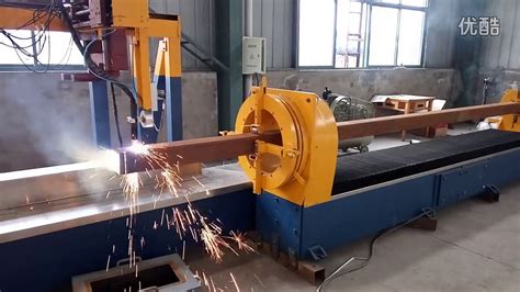 CNC plasma cutting machine cutting square tube video - YouTube