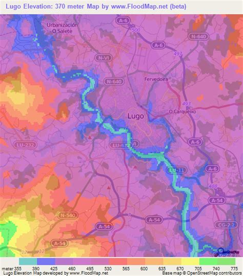 Elevation of Lugo,Spain Elevation Map, Topography, Contour