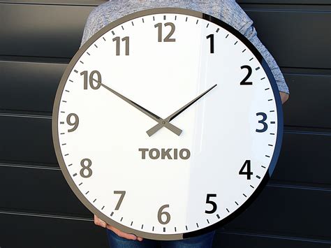 Large Personalized wall clock: Tokio, Warsaw, New York, Big white wall clock 23,23 Office clock