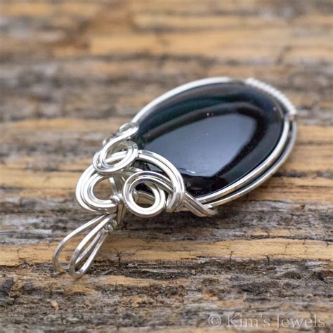 Black Rainbow Obsidian Gemstone Sterling Silver Wire Wrapped Pendant ...